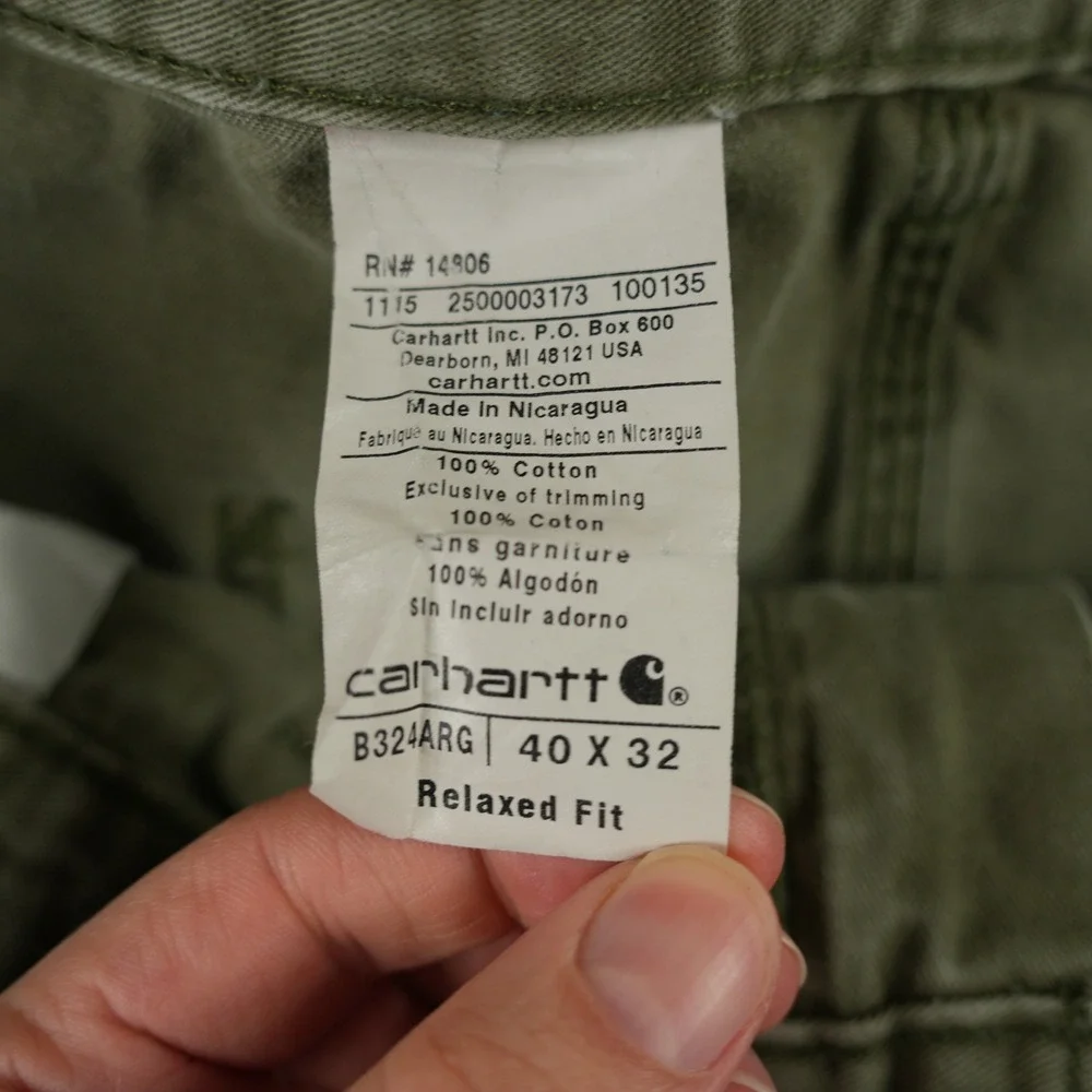 Carhartt Carpenter Pants Mens 40x31 Green Relaxed‎ Fit Canvas Utility Workwear